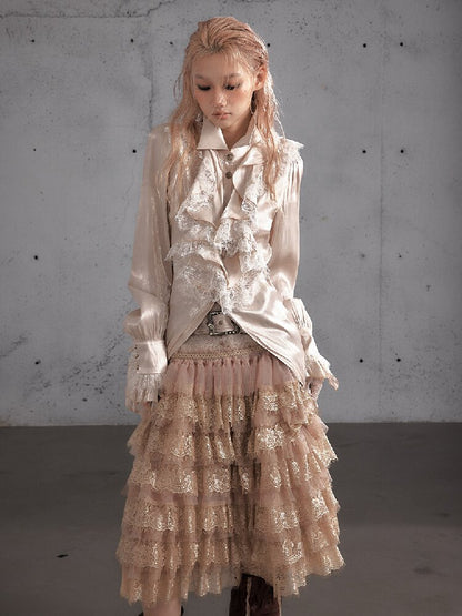 Lace Patchwork Tulle Cake Skirt【s0000019163】