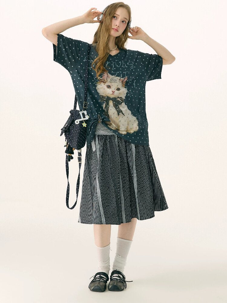 Retro Academy Plaid Polka Dot Skirt【s0000017154】
