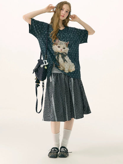 Retro Academy Plaid Polka Dot Skirt【s0000017154】