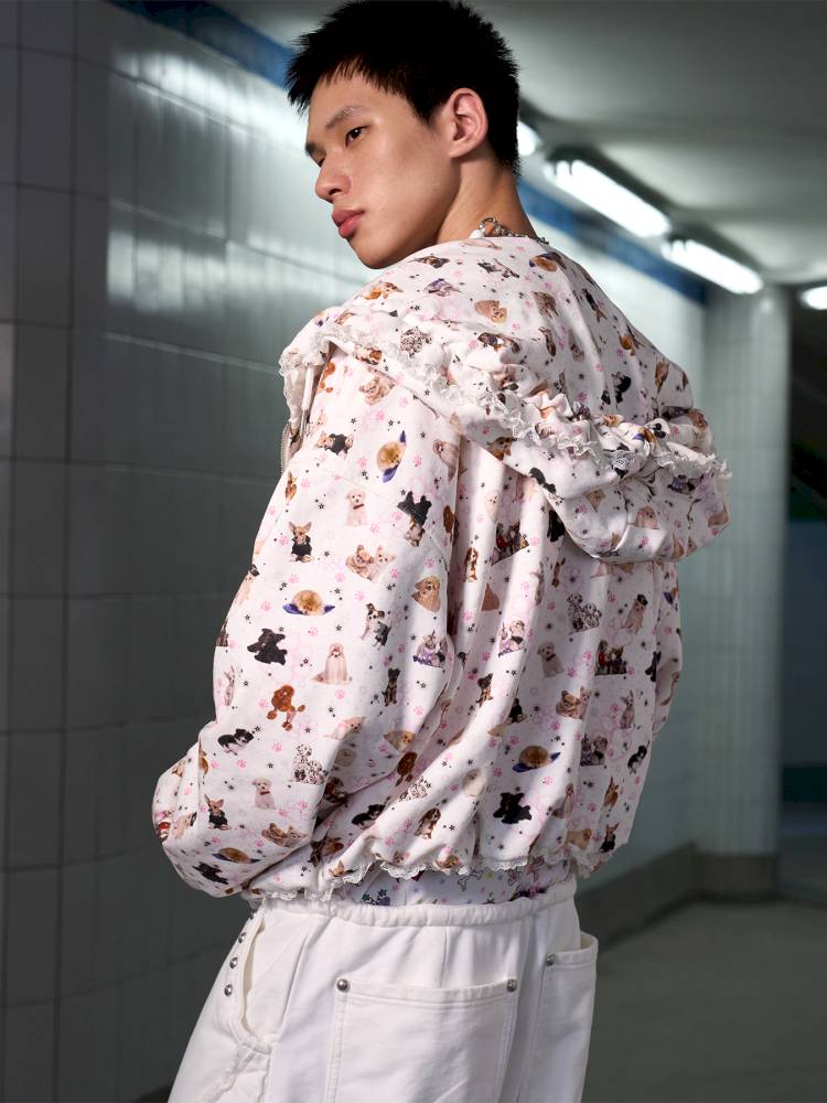 Puppy Print Sweatshirt Jacket【s0000014413】