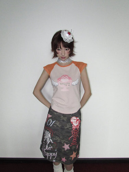 Graffiti Print Camouflage Skirt【s0000018659】
