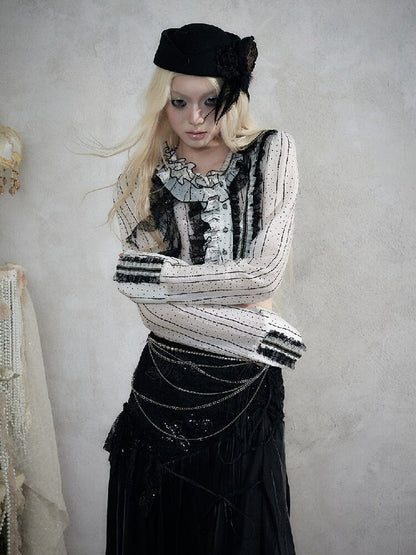 Baroque Lace Wool Equestrian Beret【s0000017994】