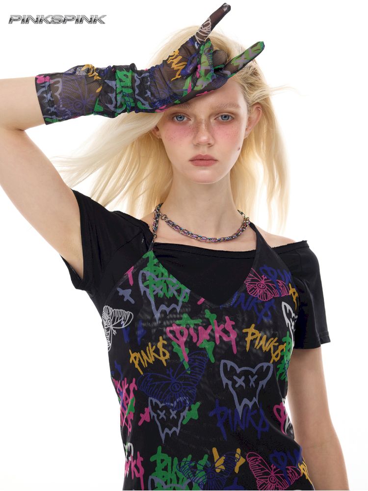 Slim-fit elastic punk Y2K dress【s0000012984】