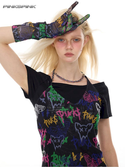 Slim-fit elastic punk Y2K dress【s0000012984】