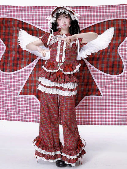 Retro Red Plaid Trousers【s0000012192】