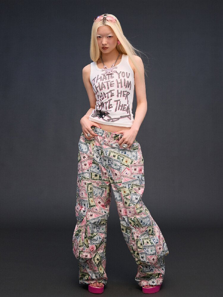 Money Print Multi Pocket Wide Pants【s0000017033】