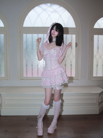 Heavy Craft Pearl Bow Cake Dress【s0000017522】
