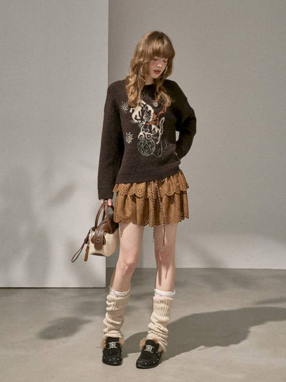 Playful Kitten Round Neck Long Sleeve Sweater【s0000014402】