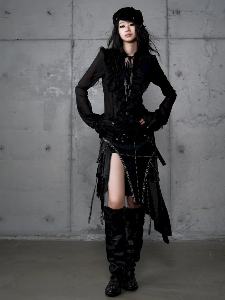 Court-Style Lace Chiffon Shirt【s0000013948】