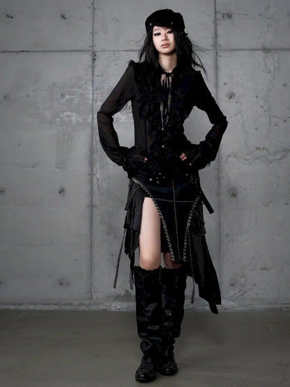 Court-Style Lace Chiffon Shirt【s0000013948】