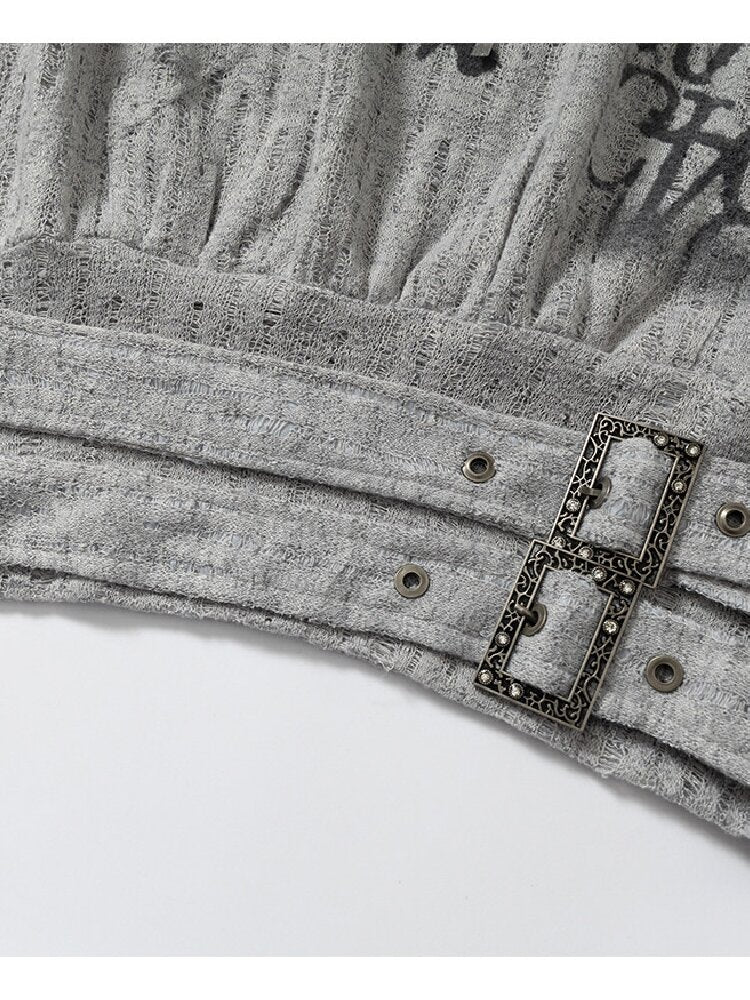 Ripped Knit Hooded Short Smock T Shirt【s0000016993】