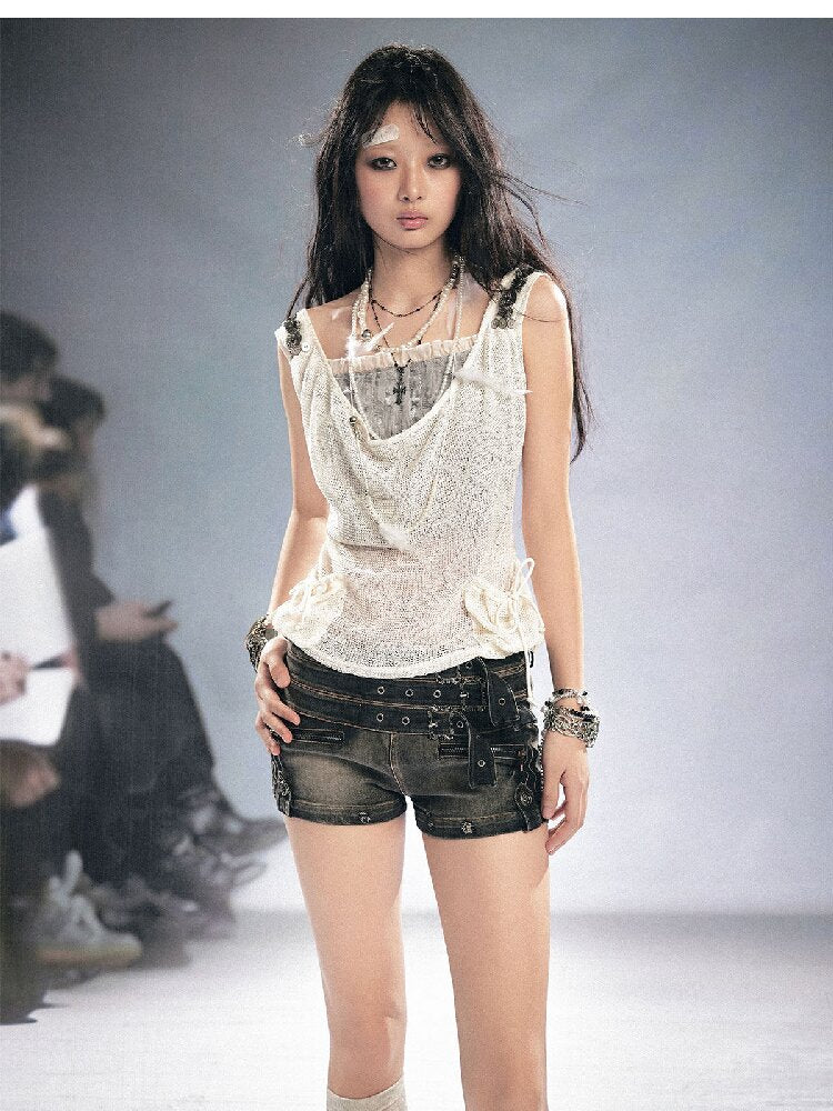 Sequin Studded Checkered Vest【s0000016216】