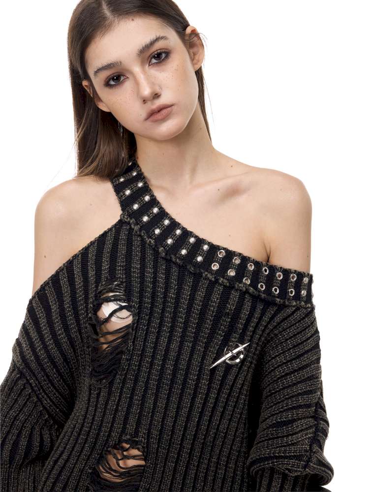 Rivet Destruction Rock Knit Sweater【s0000015119】