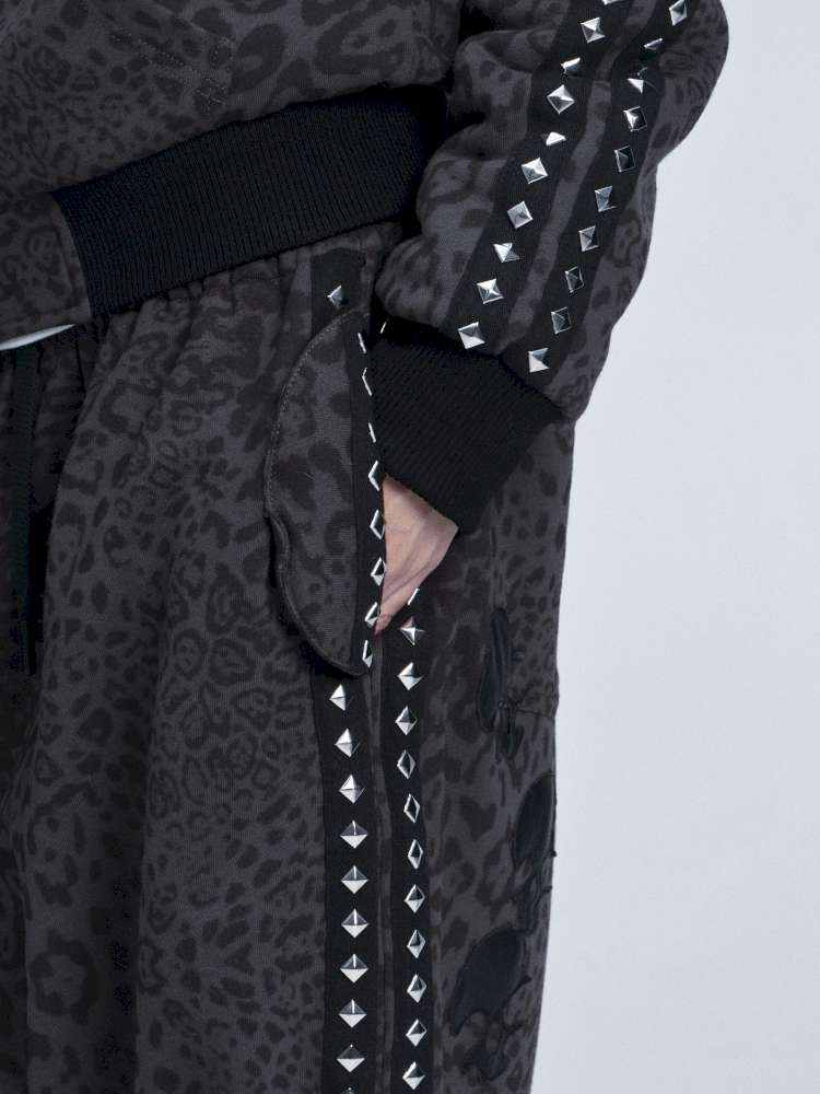 Leopard Print Plush Hooded Slacks Set【s0000014663】