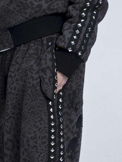 Leopard Print Plush Hooded Slacks Set【s0000014663】