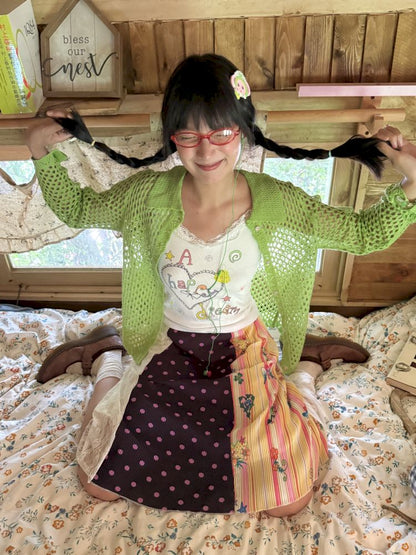 Colorful printed lace trim tank top【s0000012772】