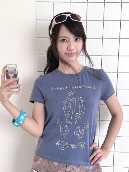 Millennium Navy Angel Rabbit T-shirt【s0000017474】