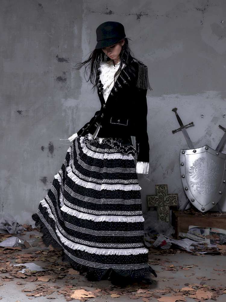 Waist-Defining Flocked Suit Jacket【s0000014458】