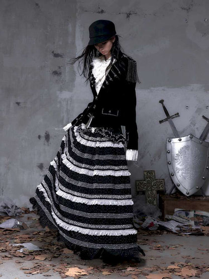 Waist-Defining Flocked Suit Jacket【s0000014458】