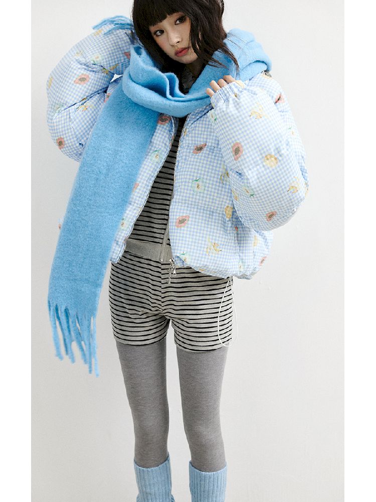 레트로 프린트 코튼 짧은 코트 [S0000011428]