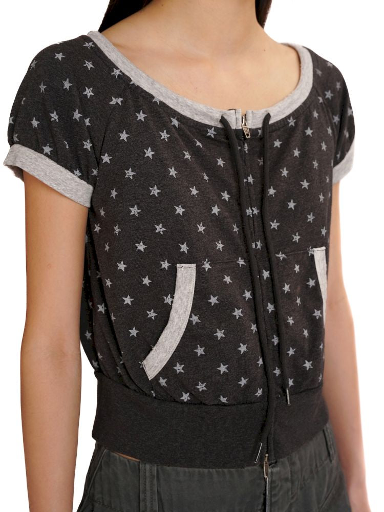 Double zipper one shoulder short sleeve t-shirt【s0000013430】