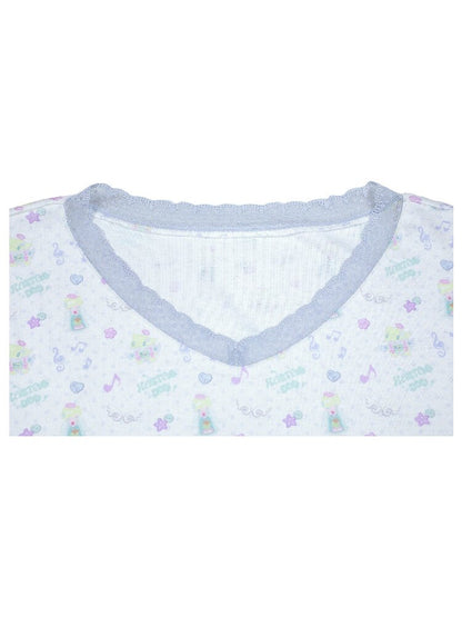 Floral V-Neck Mid-Sleeve Tee【s0000017133】