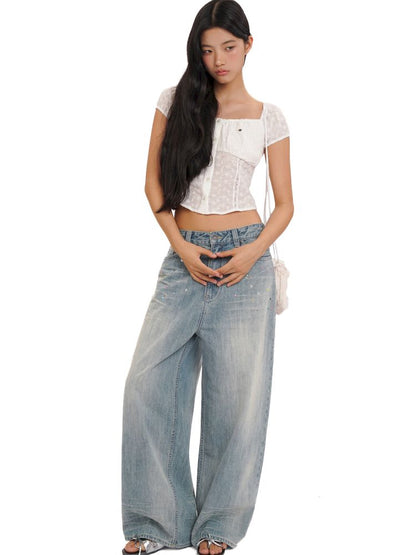 Stretch large neckline short-sleeved cardigan top【s0000013448】