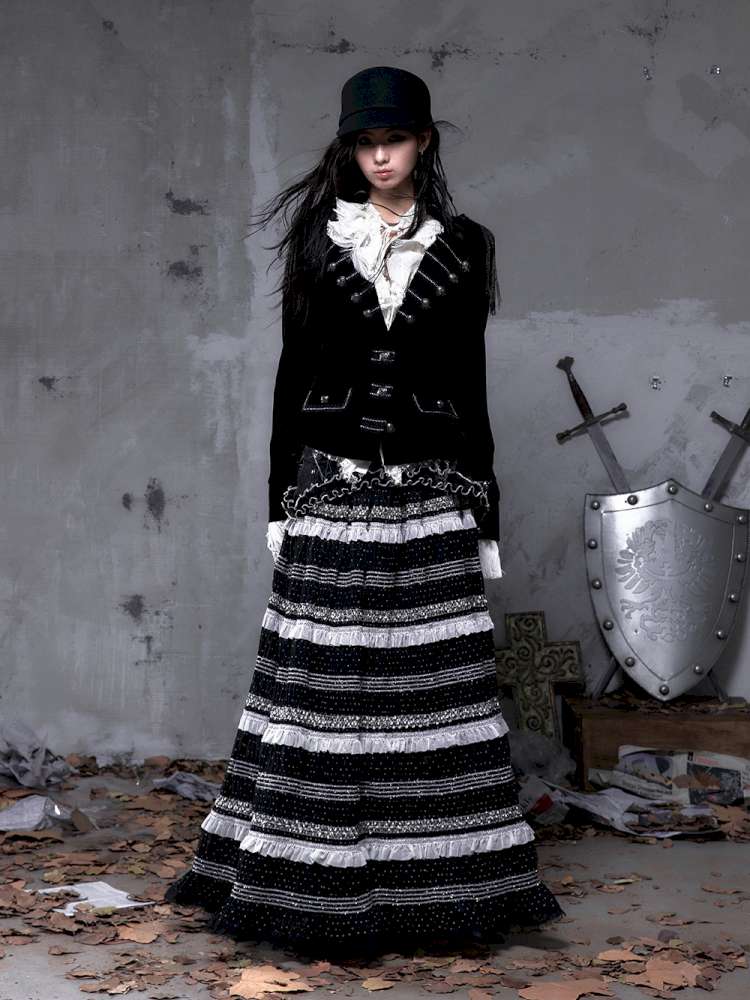 Waist-Defining Flocked Suit Jacket【s0000014458】