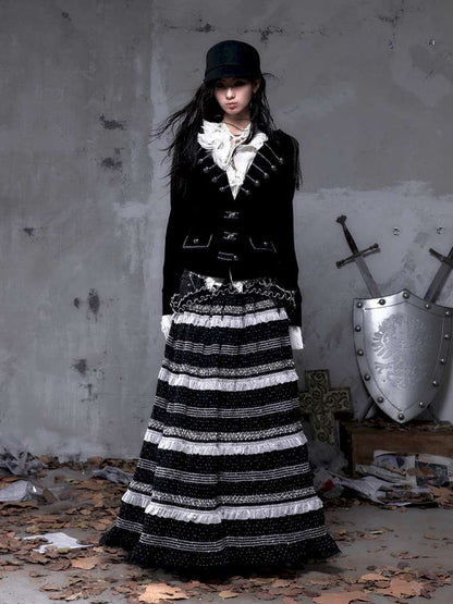 Waist-Defining Flocked Suit Jacket【s0000014458】