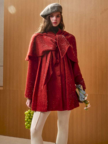 Christmas New Year Woolen Cloak Two-Piece【s0000014892】