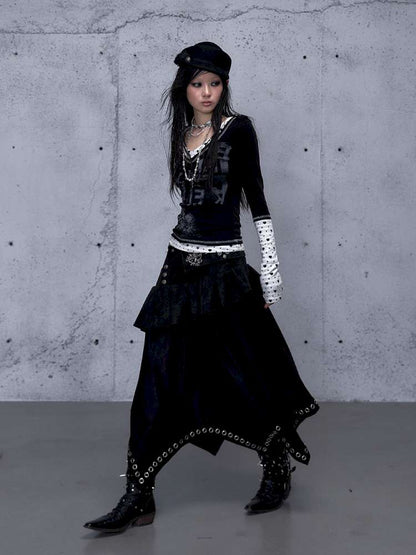 Dark Court Suede Irregular Skirt【s0000014919】