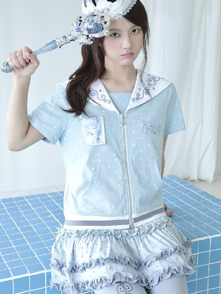Short Sleeve Polka Dot Cardigan【s0000017473】