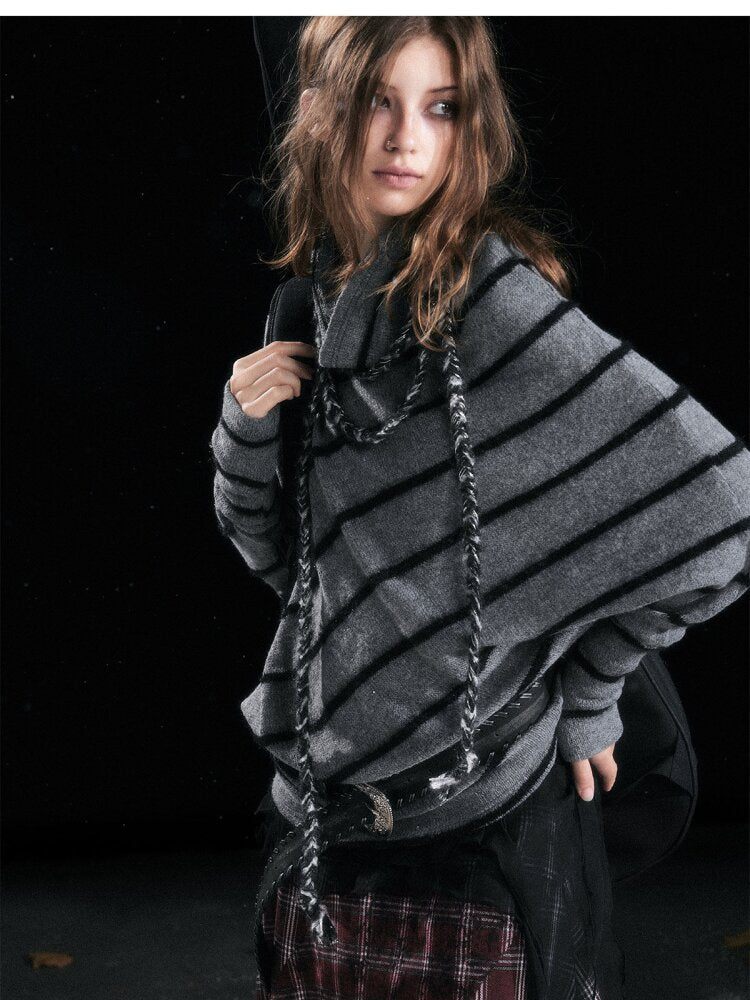 Twill Stripe Braided Wool Sweater【s0000015553】