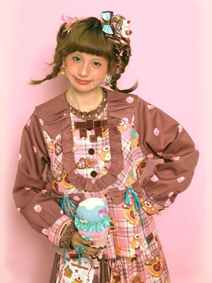 Pink-Brown Vintage Doll-Style Jacket【s0000014514】