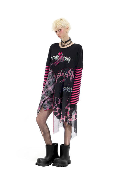 Patchwork Mesh Spice Dress【s0000012065】