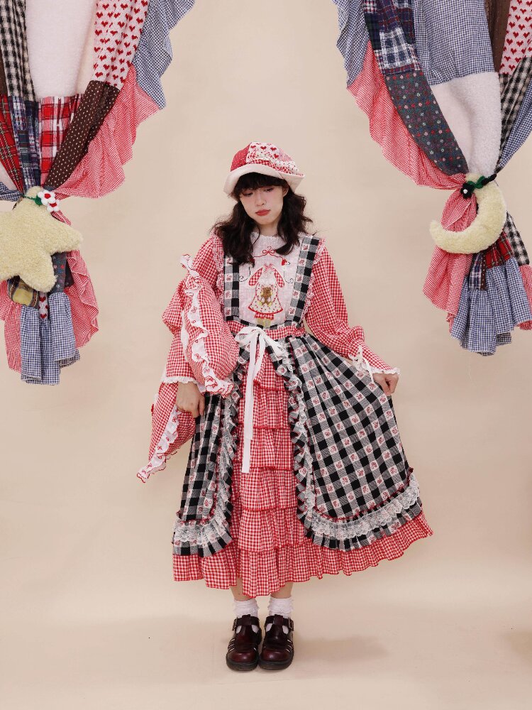 Pastoral Embroidered Plaid Sleeve【s0000019282】