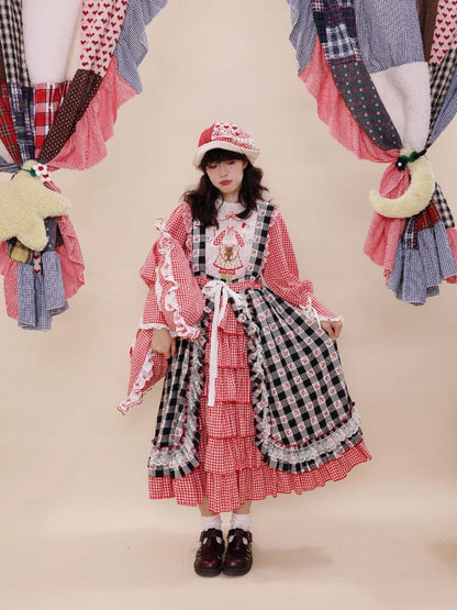 Pastoral Embroidered Plaid Sleeve【s0000019282】
