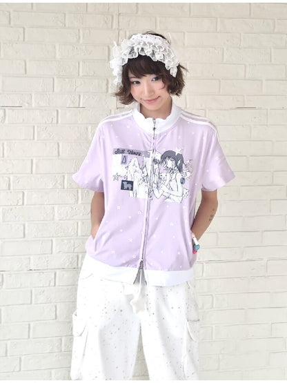 Angel Illustration Purple Cardigan【s0000016543】