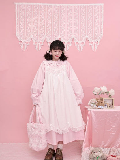 Round Neck Embroidered Pink Lace Dress【s0000013494】