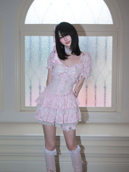 Heavy Craft Pearl Bow Cake Dress【s0000017522】