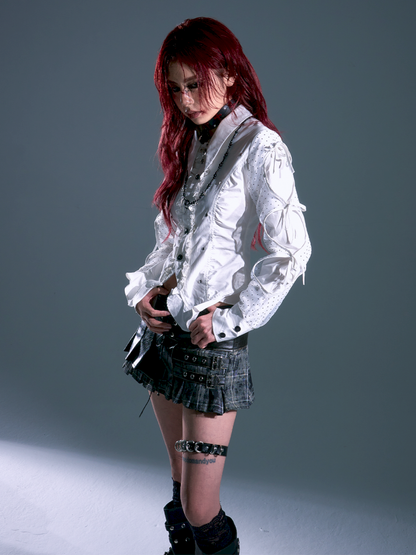 Low Waist Tie Pleated Plaid Skirt【s0000013693】