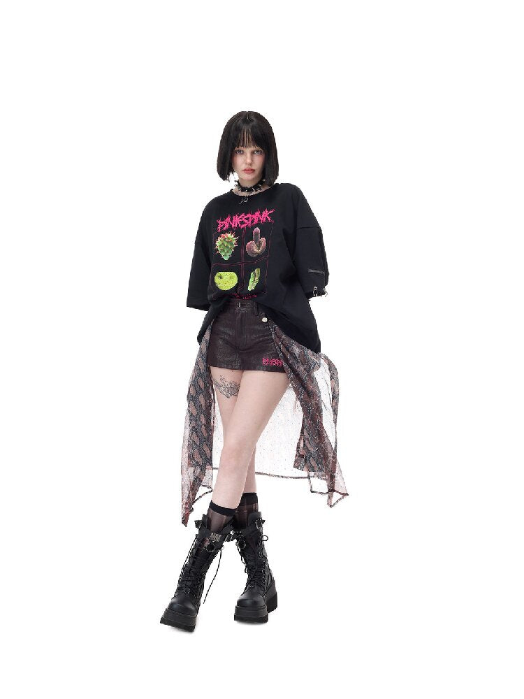 Shimmer Mesh Shirt Patchwork Skirt【s0000017719】