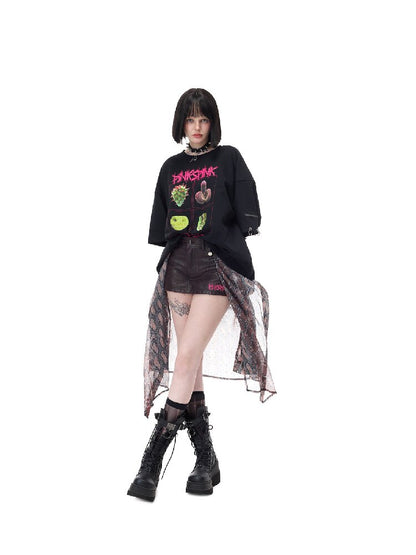 Shimmer Mesh Shirt Patchwork Skirt【s0000017719】