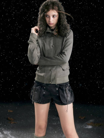 Fur Hood Vintage-Style Knit Jacket【s0000014426】