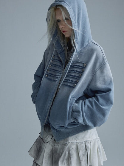 Destroyed Blue Napoleon Sweatshirt【s0000018553】