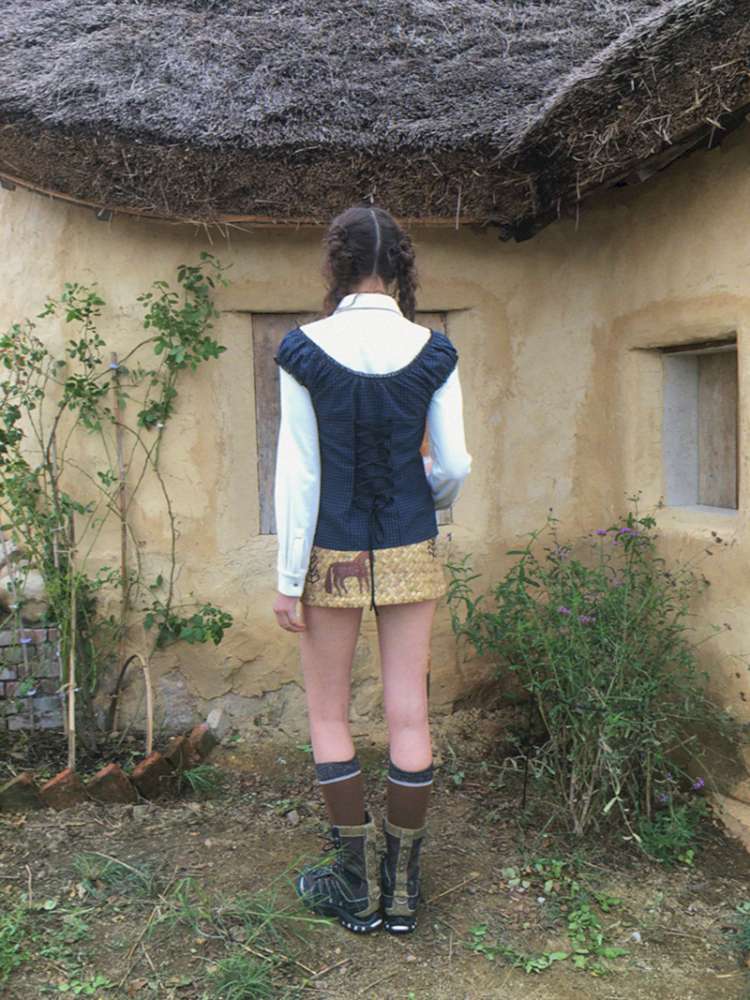 Blue Plaid Polka Dot Long Shirt【s0000014902】