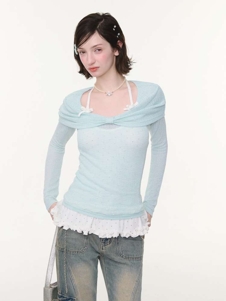 Soft Cloud Knot Slim Knitted Top【s0000015426】