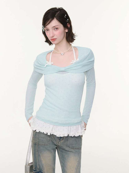 Soft Cloud Knot Slim Knitted Top【s0000015426】