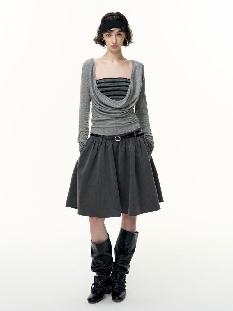 Striped bustier short skirt suit【s0000013740】