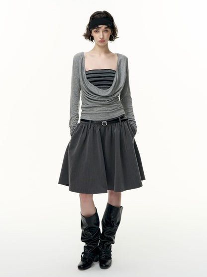 Striped bustier short skirt suit【s0000013740】